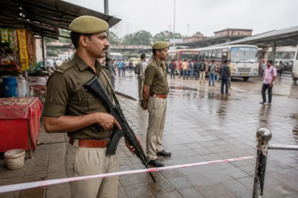 Police weapon security response after an unattended INSAS rifle was recovered near Ambikapur bus stand
