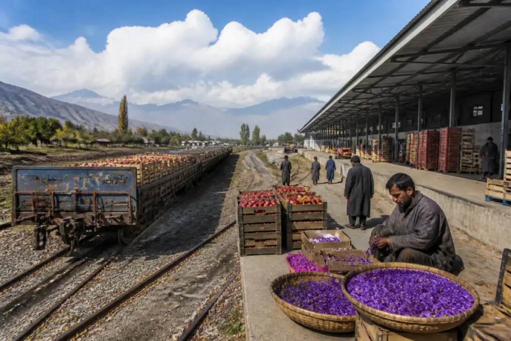 Kashmir railway warehouses planned near Anantnag and Pampore stations for apple and saffron storage
