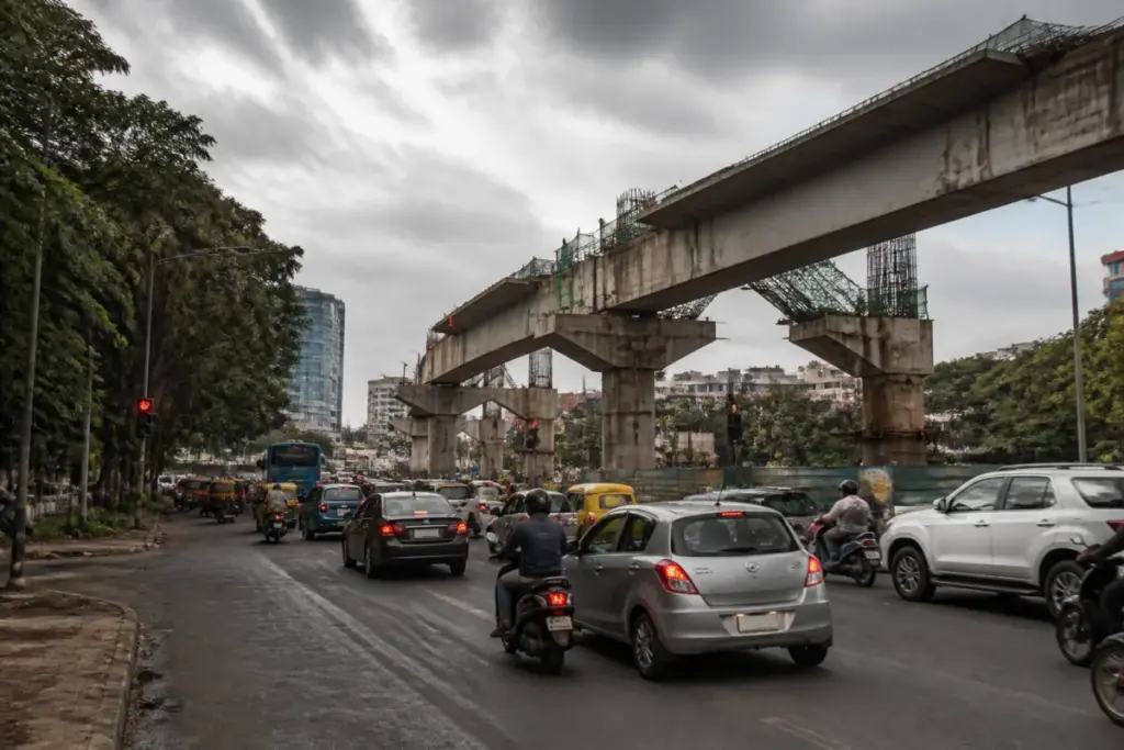 Bengaluru elevated corridor construction planned across a busy city junction