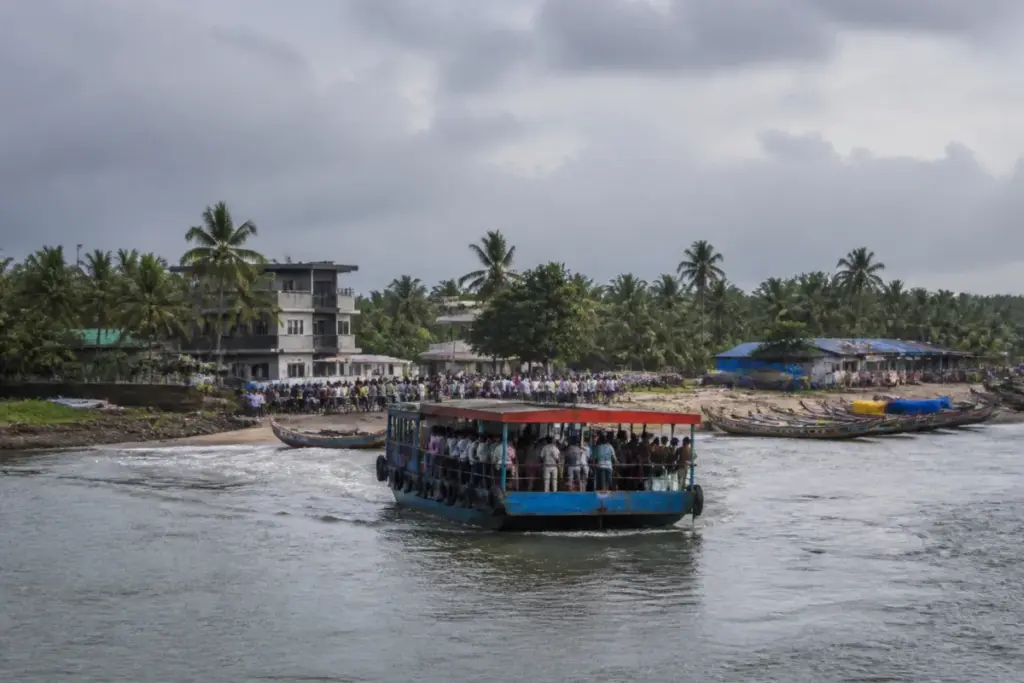 Manori desalination plant protest area near a ferry service in Mumbai