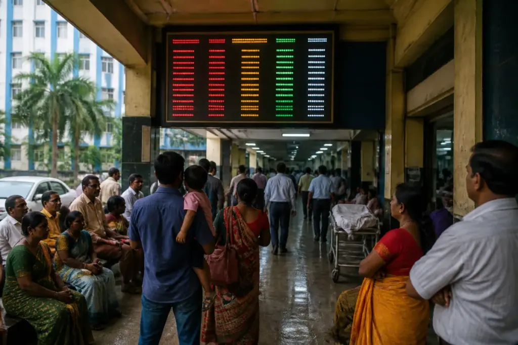 West Bengal ICU beds information board displayed outside a hospital
