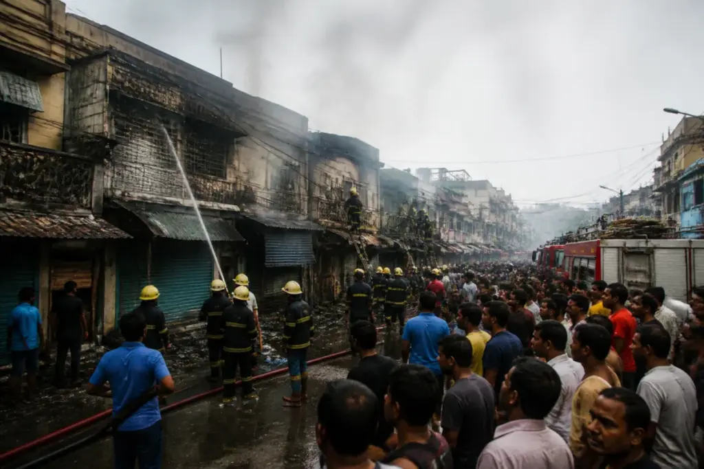 Baghajatin market fire damaging shops in Kolkata as firefighters tackle the blaze