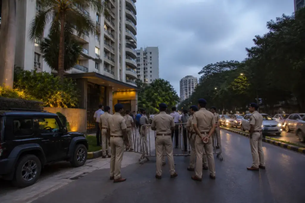 Mumbai security review involving police protection outside a film star’s residence