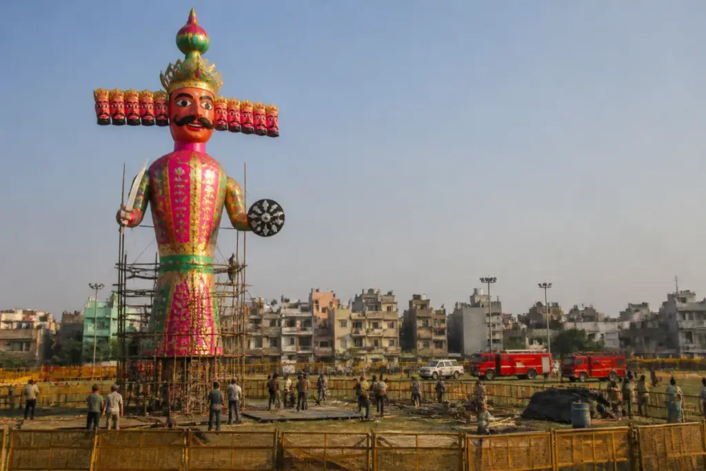 Delhi Dussehra 2026 Ravan effigy prepared for a large public celebration