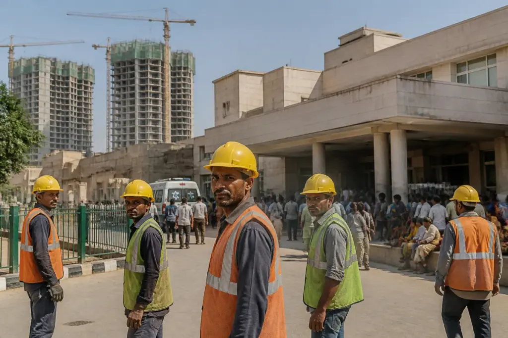 Delhi construction workers health scheme tender rules for public-sector implementation