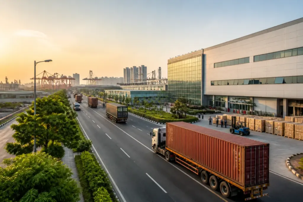 Uttar Pradesh exports linked to electronics manufacturing and freight infrastructure near Noida