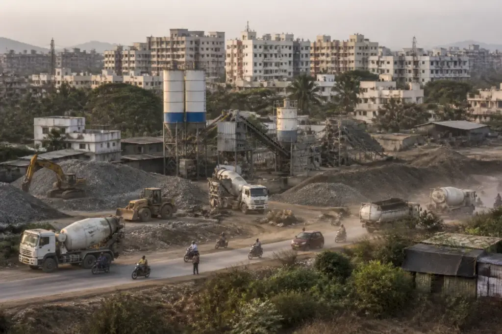 Pune RMC plants operating near homes and roads in Vadgaon Khurd