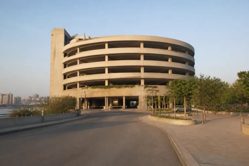 Ahmedabad riverfront parking building opposite Flower Park at the Sabarmati Riverfront