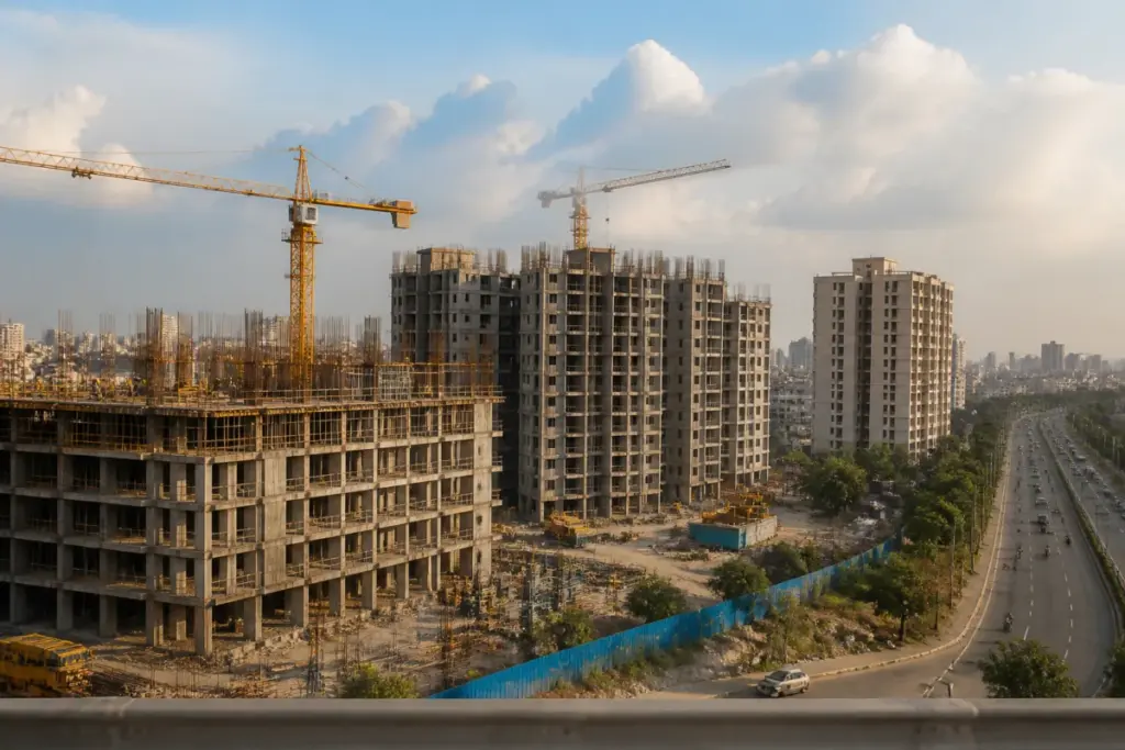 Prestige Estates residential projects under construction in an Indian city