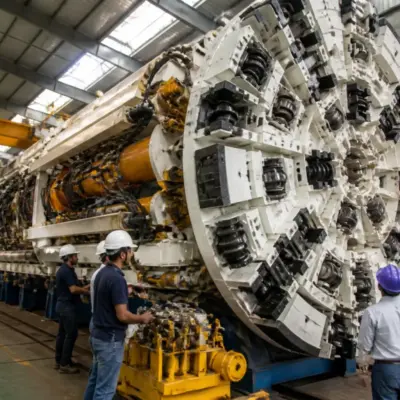 Construction equipment manufacturing facility with a tunnel boring machine component in India