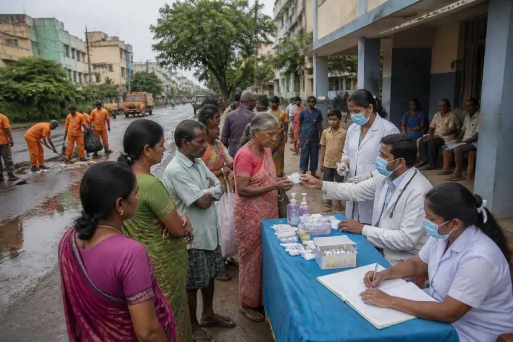 Coimbatore monsoon medical camps screening residents after heavy rainfall