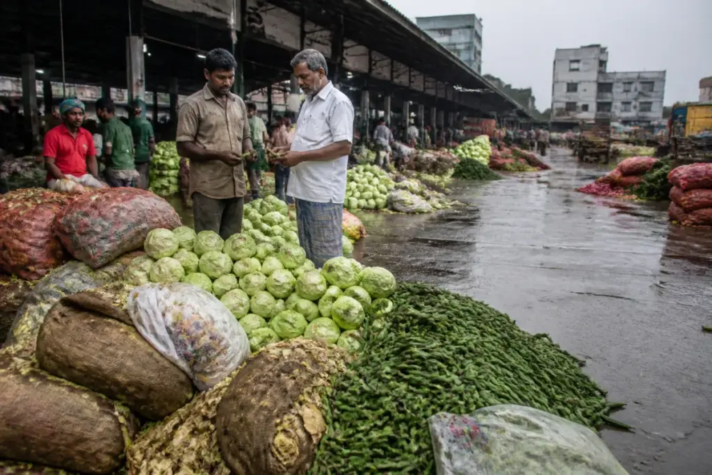 Unsold vegetables piled up at Chennai’s Koyambedu market