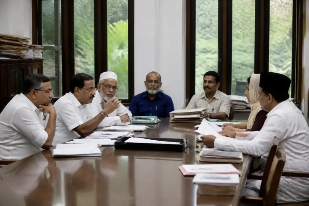 Kerala Waqf Board members at a government meeting in Thiruvananthapuram