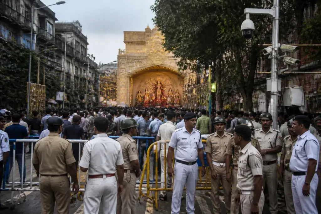 Kolkata stampede site near a crowded Durga Puja pandal under police investigation