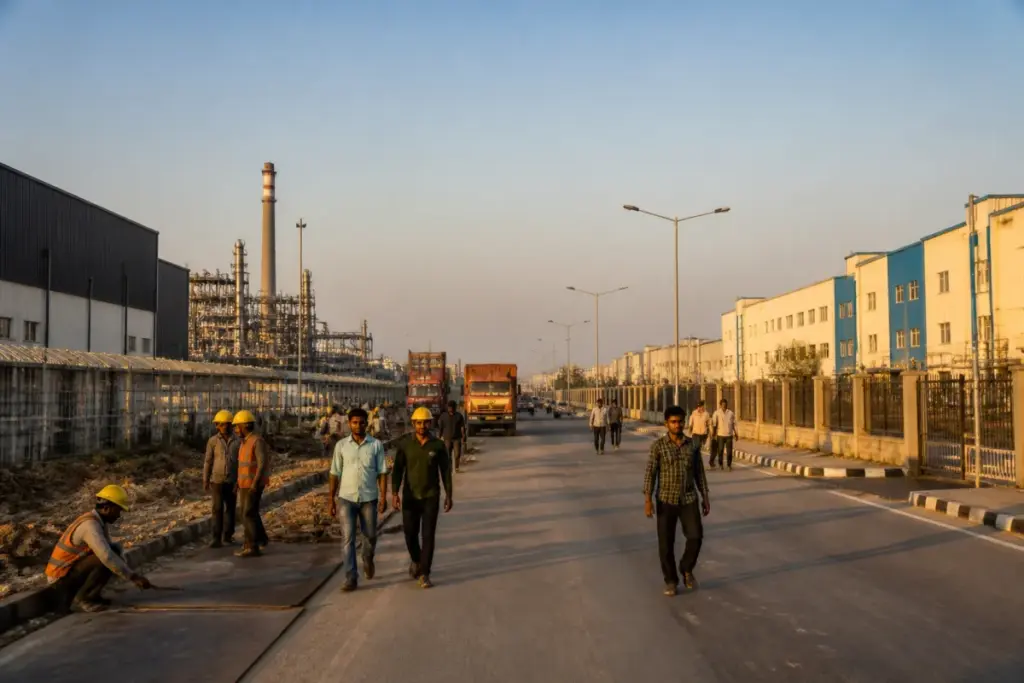 Gorakhpur industrial growth around GIDA with factories, roads and urban infrastructure