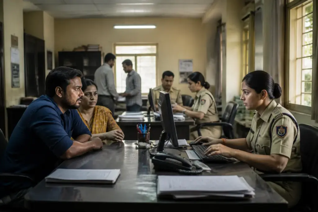 Bhopal cyber fraud response teams processing complaints at a police cyber help desk
