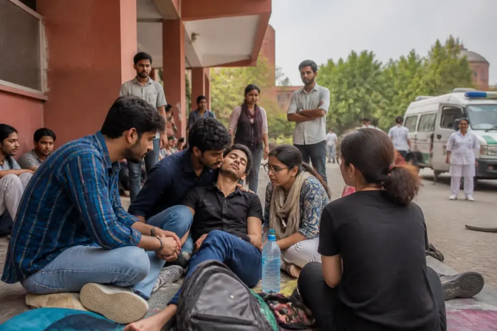 Jamia hunger strike protest at a university campus in Delhi