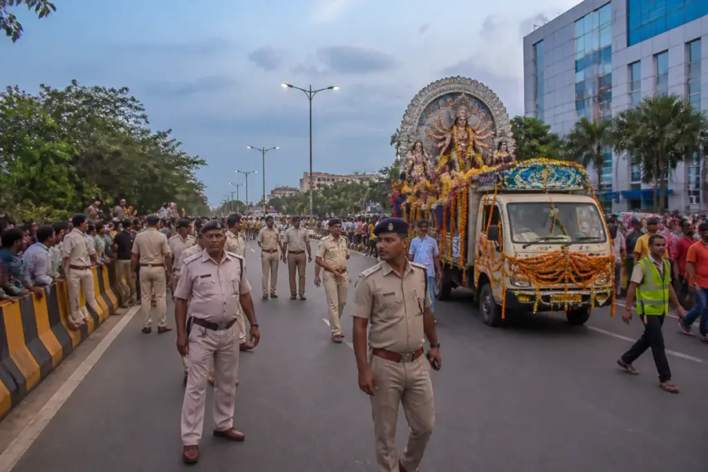 Bhubaneswar immersion procession preparations under police safety and noise-control rules