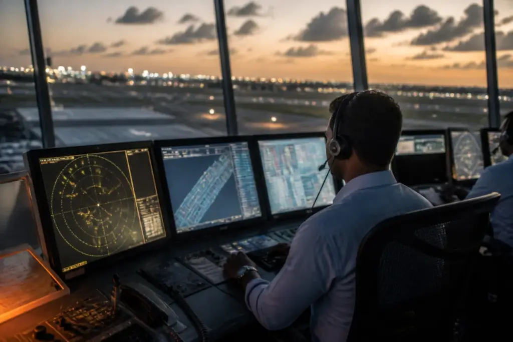 Chennai airport ATC operations supporting aircraft movement and aviation safety