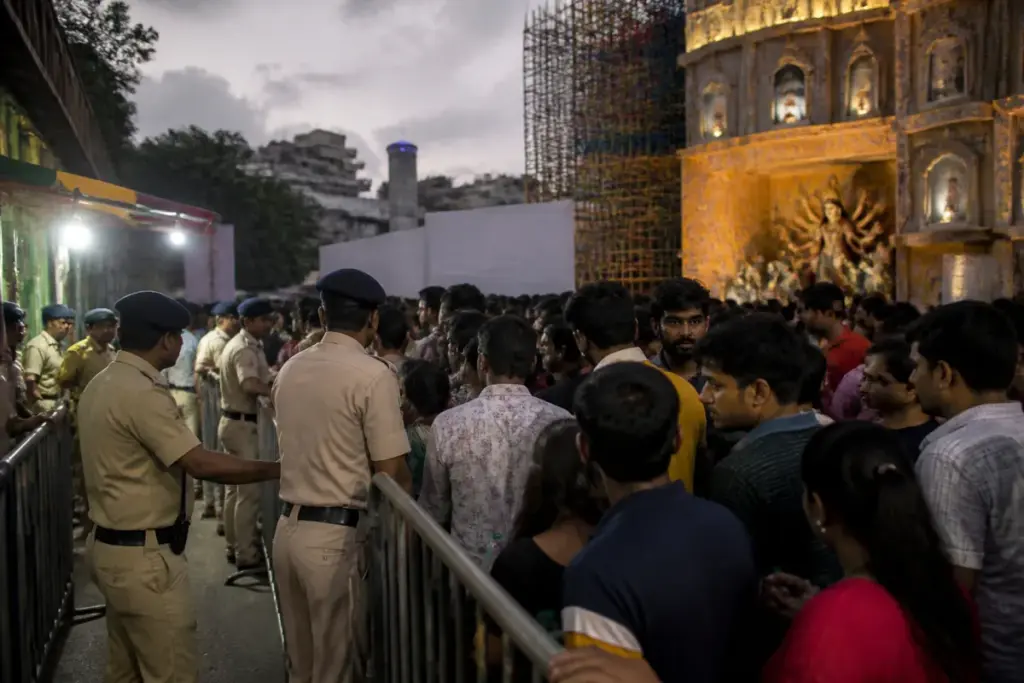 Chorbagan stampede site in Kolkata during a crowded Durga Puja event
