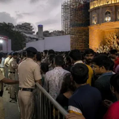 Chorbagan stampede site in Kolkata during a crowded Durga Puja event