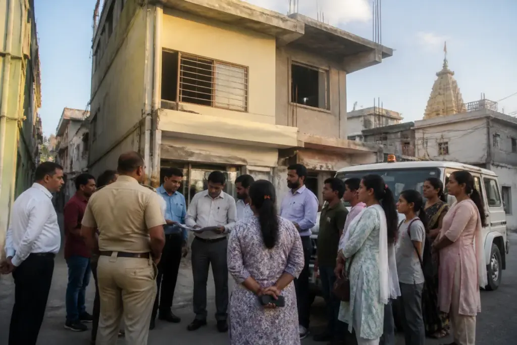 Alandi coaching centres and a municipal inspection site in Pune district
