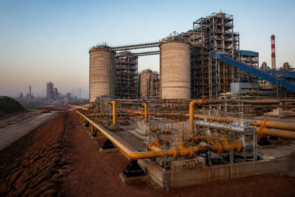 NMDC Nagarnar pellet plant and a natural gas pipeline connection in central India