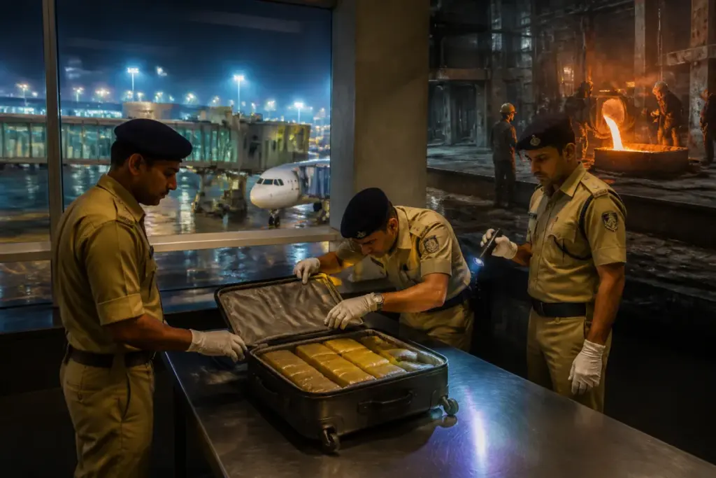 Gujarat gold smuggling investigation linked Ahmedabad and Surat airports with a Vadodara melting unit