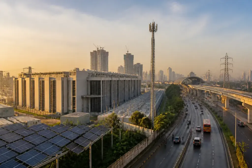 India PE-VC investments flowing into a modern infrastructure corridor with power and telecom assets
