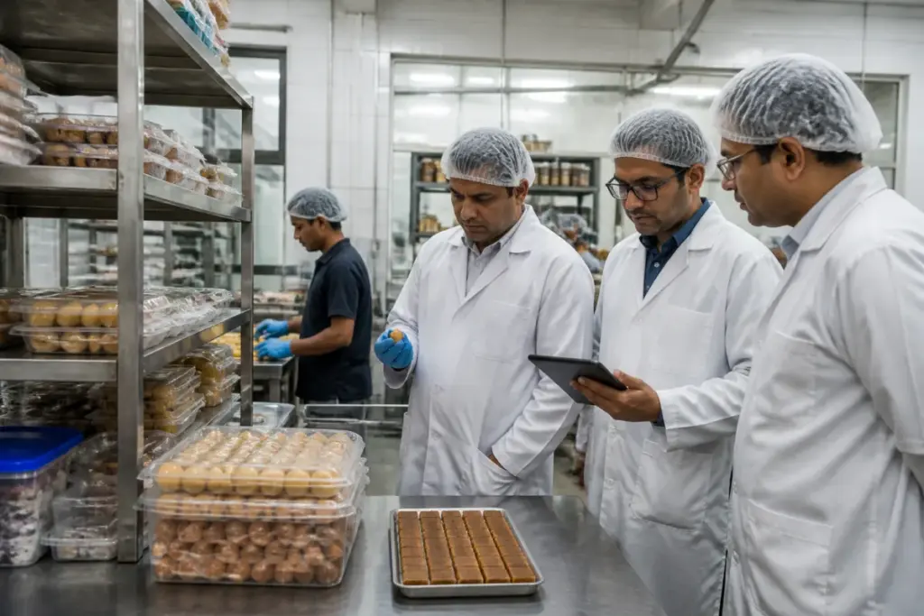 Delhi food safety inspections at a sweet manufacturing unit before the festive season