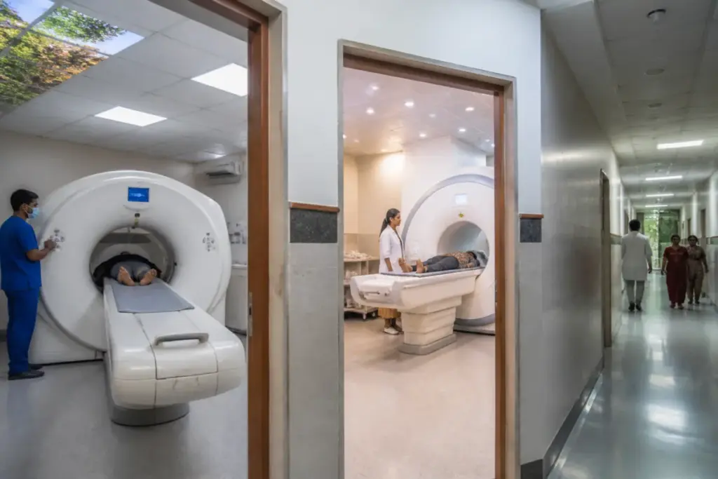 MCD CT MRI services planned at a Delhi municipal hospital with diagnostic equipment and clinical interiors