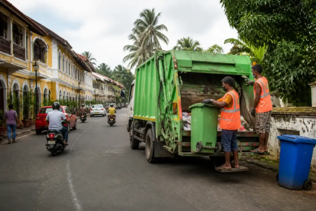 Panaji garbage collection vehicles handling wet and dry waste in Goa