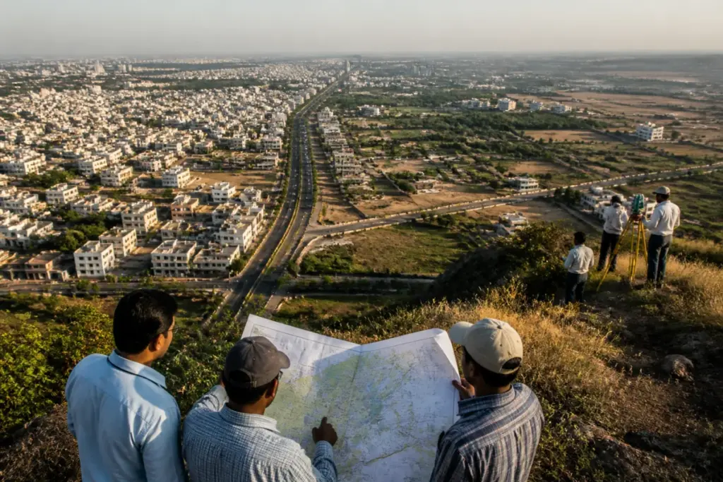 Bhopal draft master plan showing planned urban expansion and land-use calculations