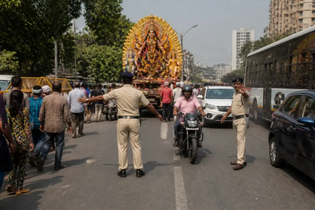 Delhi traffic advisory for roads affected by Durga idol immersion processions