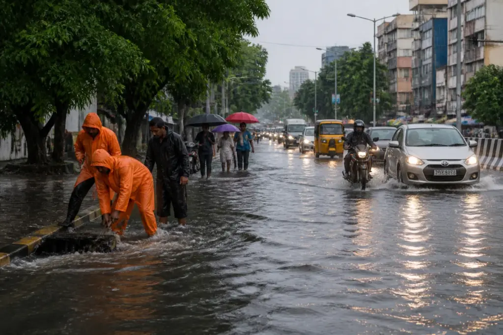 Tamil Nadu school holidays reported after heavy rain causes waterlogging on Chennai roads