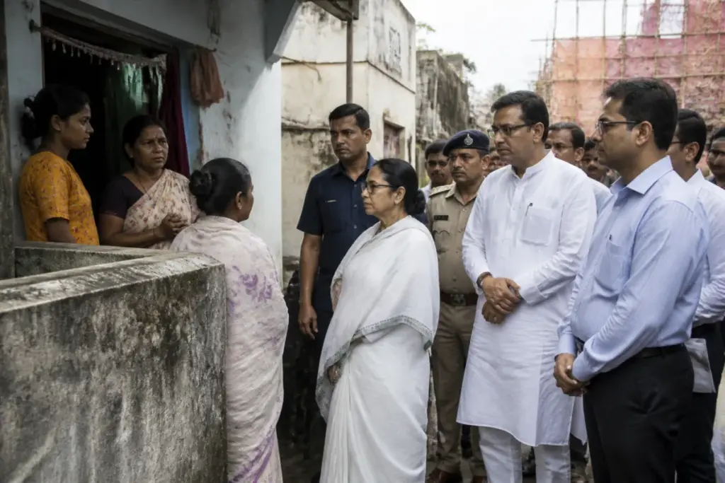 Chorebagan stampede response as officials meet families of Durga Puja victims in Bengal