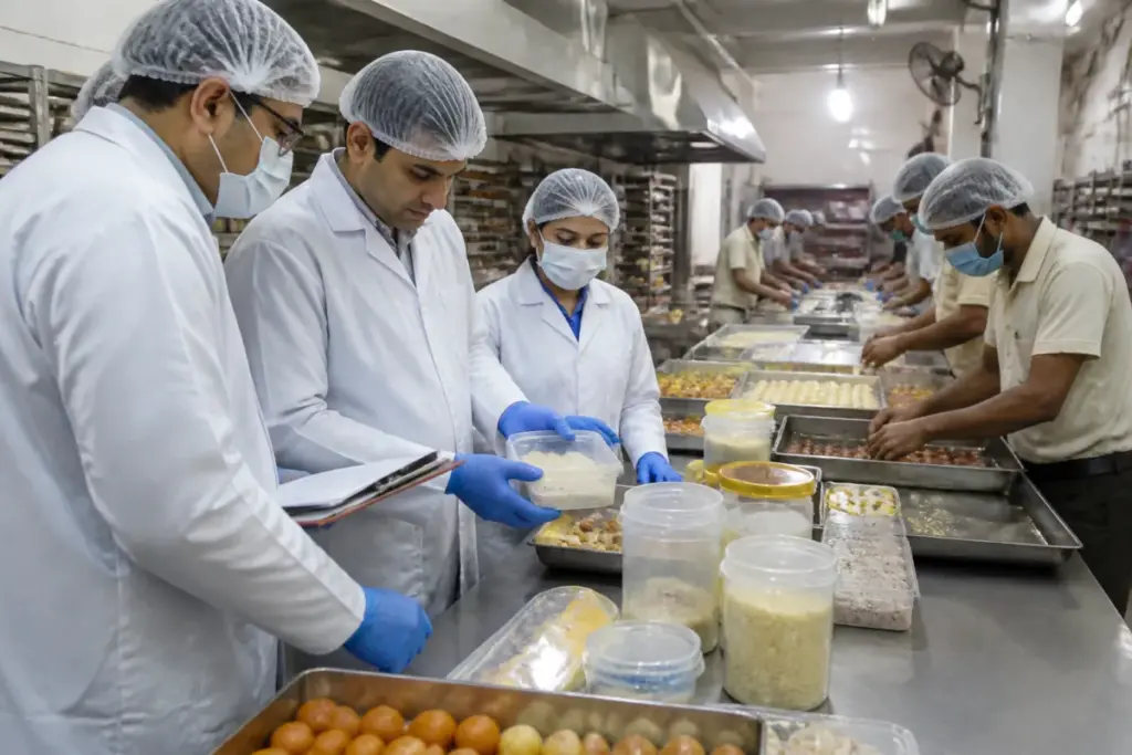 Delhi food safety inspections at a sweet shop during the festive season