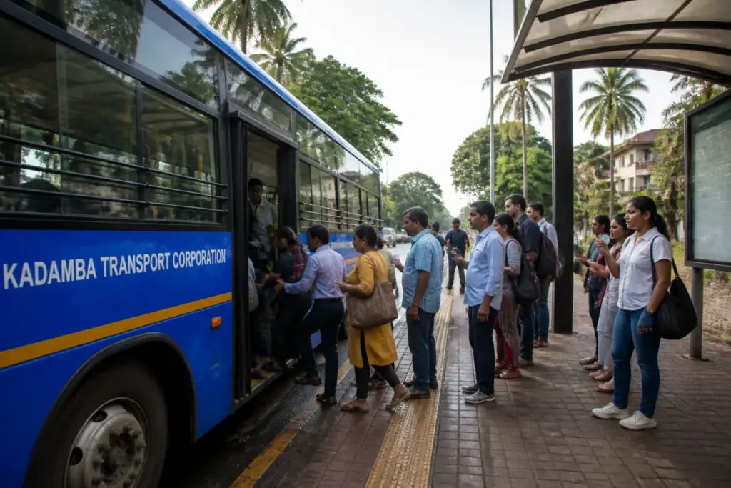 KTC bus serving passengers in Goa under the revised Goa bus pass subsidy scheme