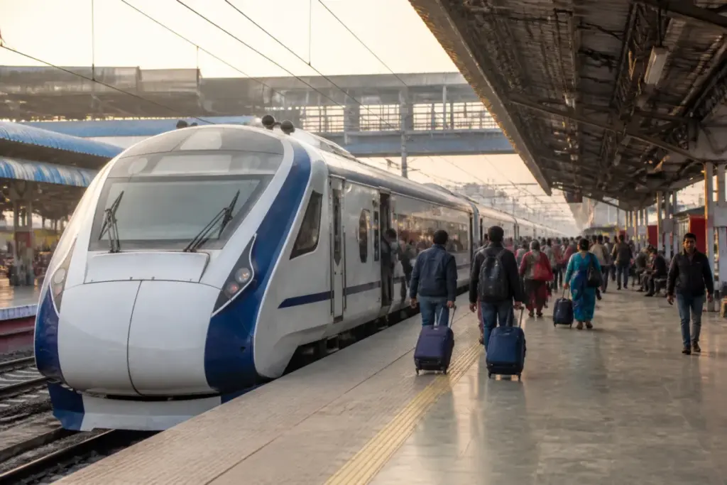 New Delhi Patna Vande Bharat special train at an Indian railway station