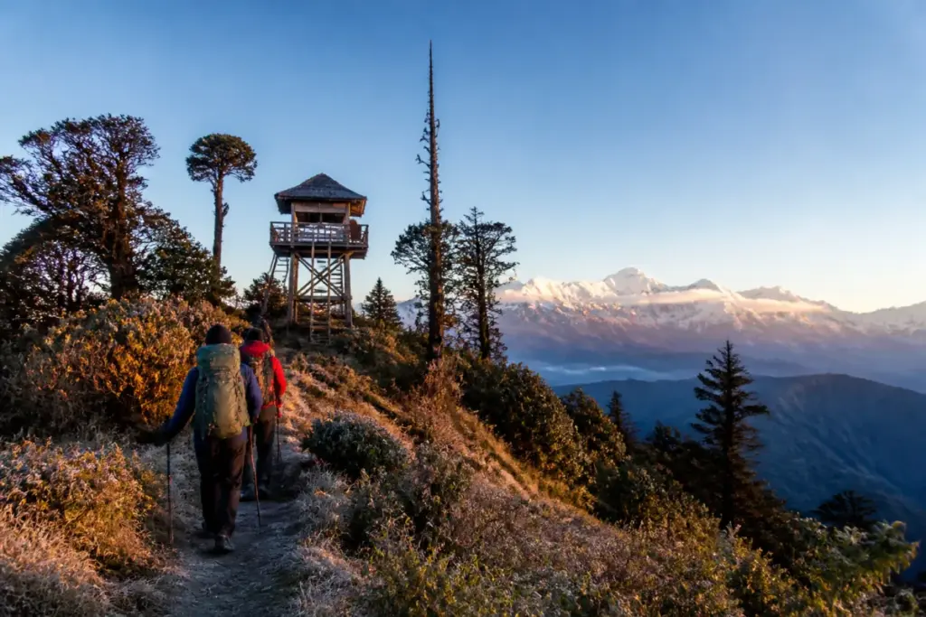Rachela Peak trek route through Neora Valley with Himalayan mountain views
