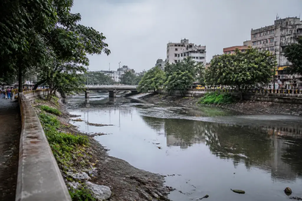 Cooum riverfront development along a degraded river stretch in central Chennai