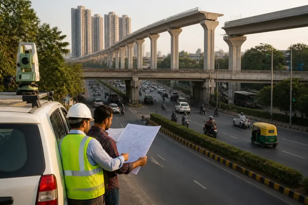 Noida elevated road alignment near the Rajnigandha underpass and Sector 60