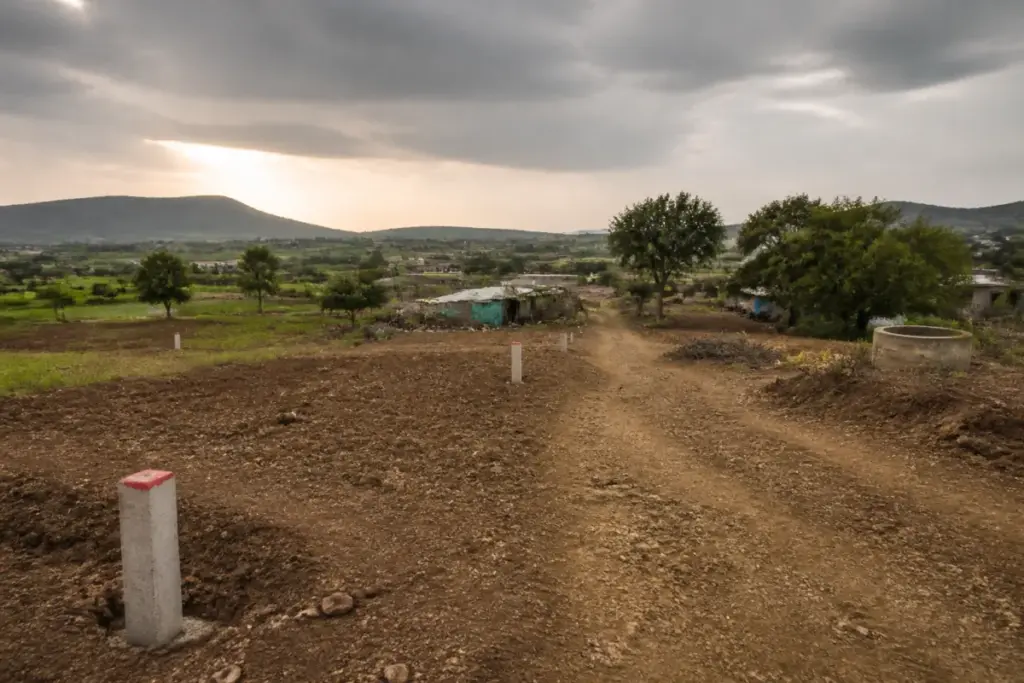 Purandar Airport land acquisition site near farmland in Pune district
