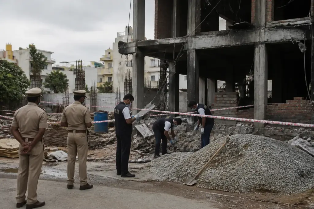 Bengaluru construction-site blast location being examined by police in Pulakeshinagar