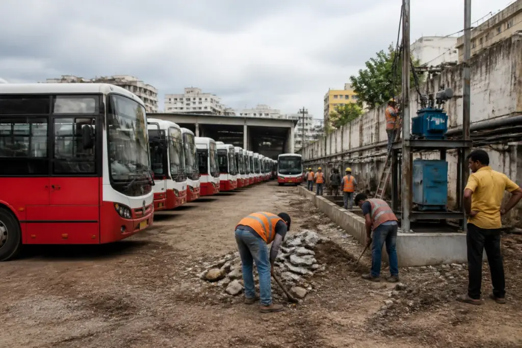 PMPML bus depot in Pune being prepared for new buses and infrastructure upgrades