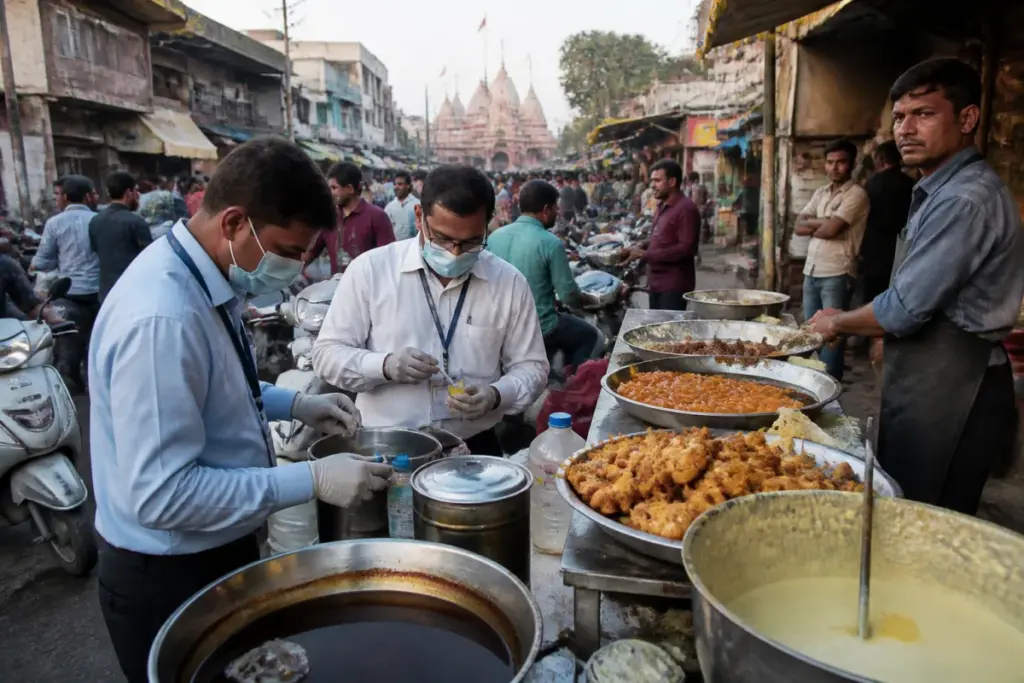 Ahmedabad food safety officials inspect fafda-jalebi stalls during Dussehra
