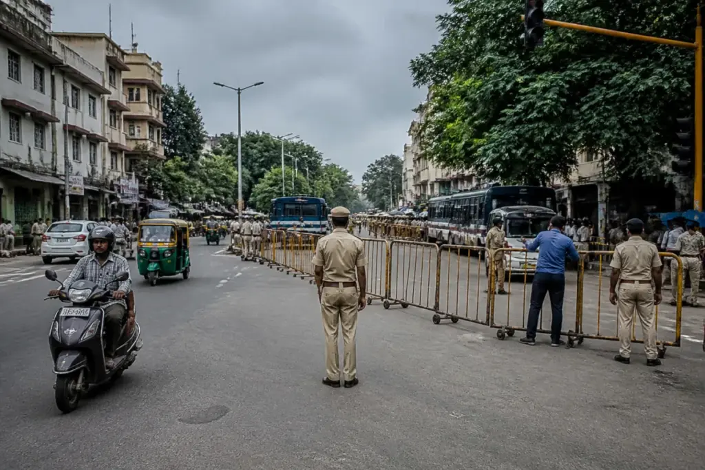 RSS procession permission debate involving police planning and traffic management in Bengaluru