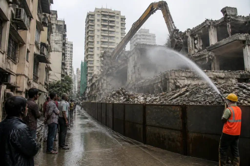 Lokhandwala demolition site in Andheri West surrounded by dust-control concerns