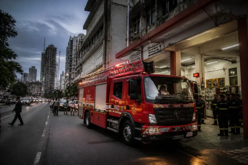 Mumbai Fire Brigade vehicle responding to an emergency in the city