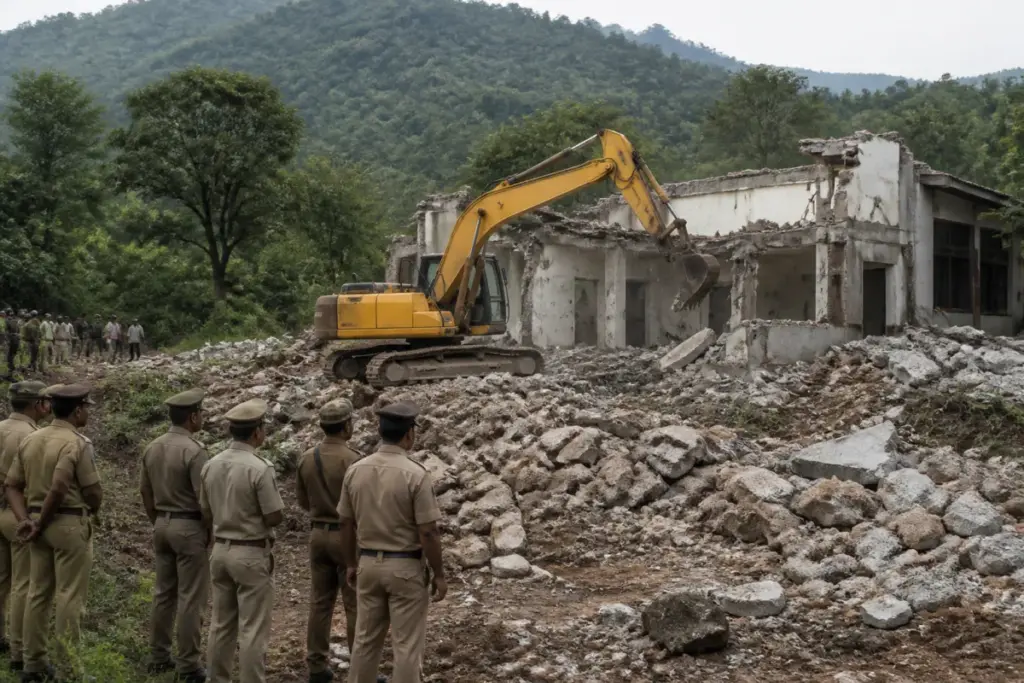 Elephant corridor demolition at a resort site in the Nilgiris